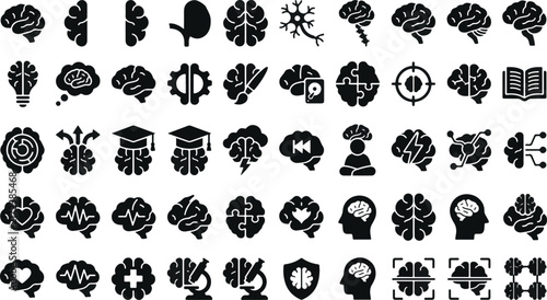 Brain icon set vector