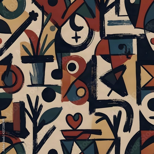 Abstract pattern with colorful brushstrokes