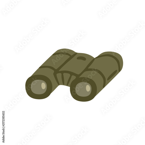 Flat vector illustration of camping binoculars for observing wildlife and nature, suitable for hiking, birdwatching, travel, exploration and outdoor adventures.