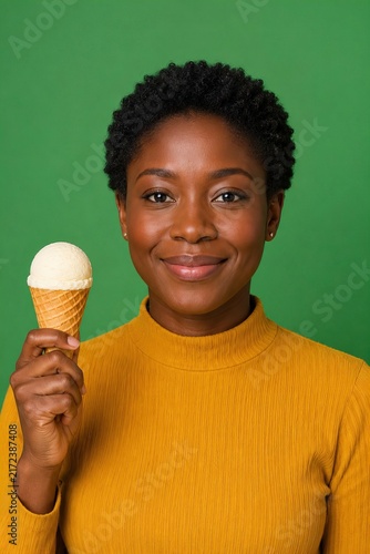 an ice cream in hand