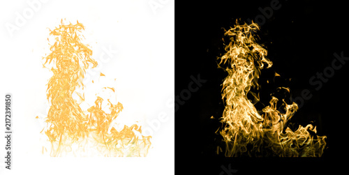 Obraz na plátne Dynamic Fire Blaze Pillar Effect Isolation with Alpha Matte
