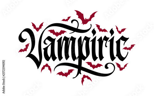 Foto Vampiric Gothic Typography Vector Design, Swirling Bloodthirsty Lettering with F
