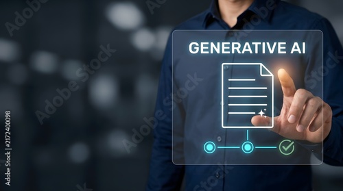 Obraz na płótnie Generative ai concept with data visualization and a business professional