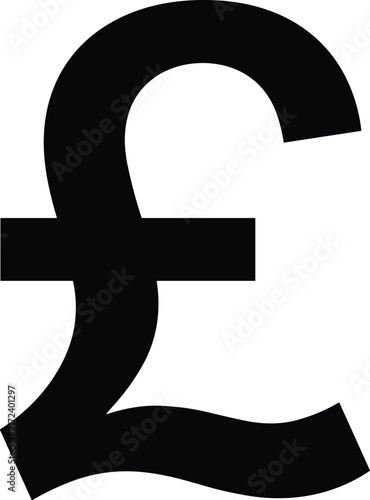 British pound sterling currency sign black silhouette vector icon for finance and business design