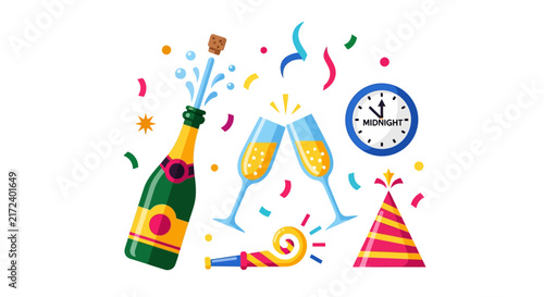 Champagne Bottle and Party Celebration.