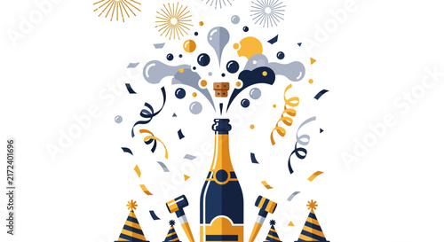 Champagne Bottle and Party Celebrations.