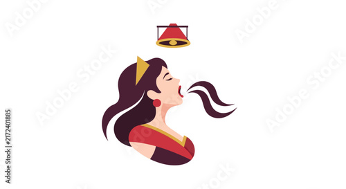 Cartoon woman with long dark hair.