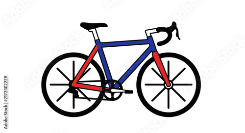 Colorful bicycle with red and blue.