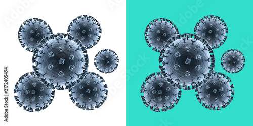 Canvastavla Group of viral pathogen cells 3D rendered