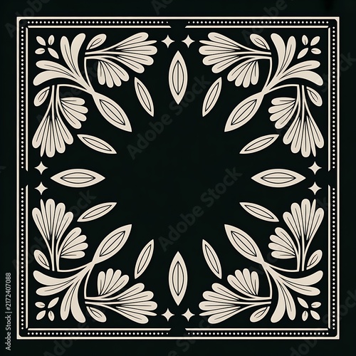 Elegant seamless floral pattern with ornate botanical elements and vintage decorative borders