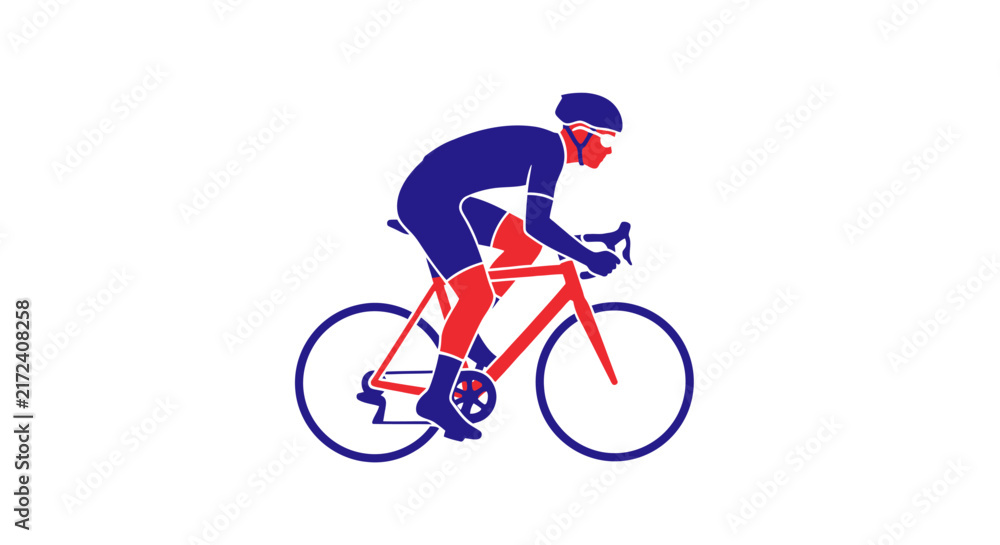 Fototapeta premium Cyclist Riding a Bicycle Fast.