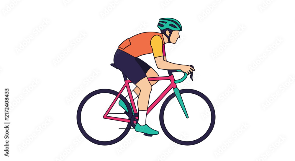 Fototapeta premium Cyclist Riding Pink Bicycle Outdoors.