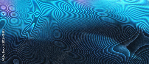 Obraz na płótnie Abstract blue digital wave background with moire pattern and dark textured gradient