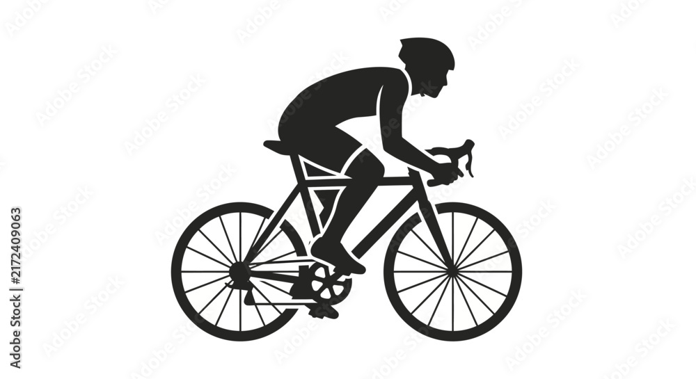 Fototapeta premium Cyclist Riding a Bicycle Fast.
