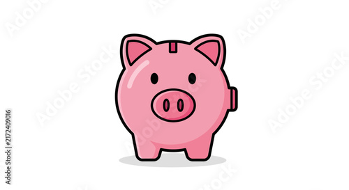 Cute Pink Piggy Bank Savings.