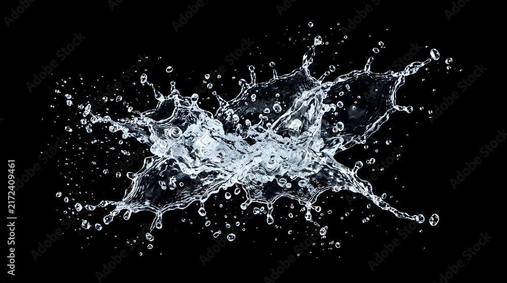 Obraz premium Clear water splash isolated on black background for design project