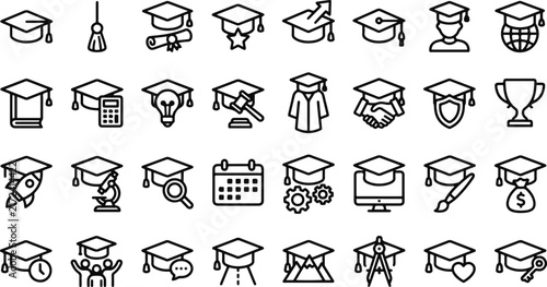 Graduation Cap icon set vector