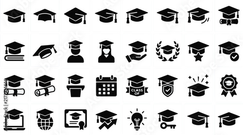 Graduation Cap icon set vector
