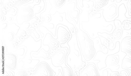 Topographic map contour lines, abstract black and white geographic terrain pattern with varying elevation curves on a white background