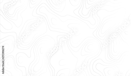Topographic map contour lines pattern, abstract grey linear background, with wavy organic, shapes and elevation, curves on white