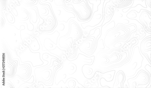 Topographic map contour lines, abstract black and white geographic elevation pattern on white background