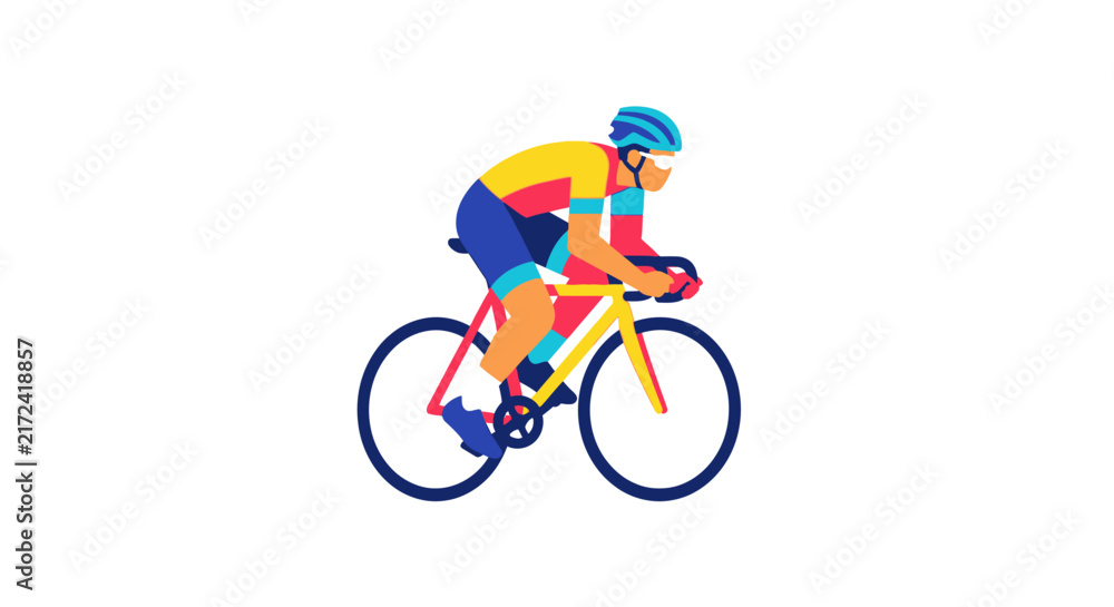 Fototapeta premium Man riding a bicycle fast speed.