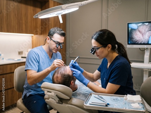 Professional Hair Transplant Procedure in a Modern Medical Clinic