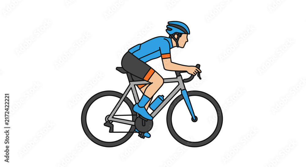 Fototapeta premium Man Riding a Bicycle Quickly Outdoors.