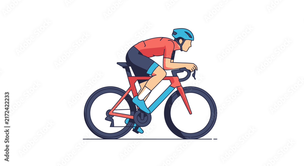 Fototapeta premium Man Riding a Bicycle Quickly Outdoors.