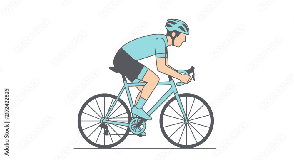 Fototapeta premium Man Riding Bicycle Wearing Helmet.