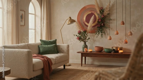 Cozy Living Room Interior Featuring Modern Sofa Decor And Warm Ambient Lighting