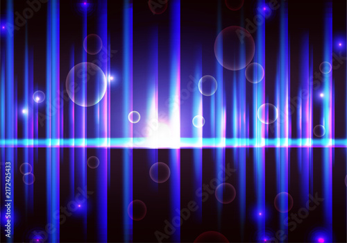 Blue dark navy cyan 3D abstract background with narrow vertical glass rays. Iridescent fractal prism light waves over black gradient. sleek futuristic vector editable Design