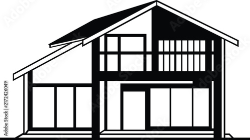 Contemporary residential house vector illustration isolated on white