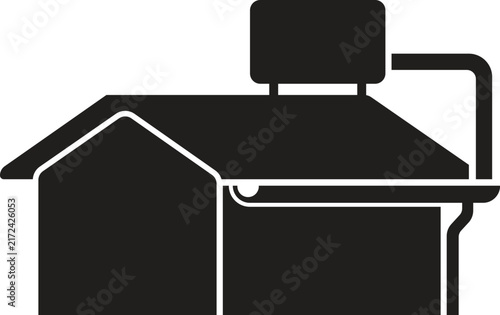 House with rooftop water tank vector illustration