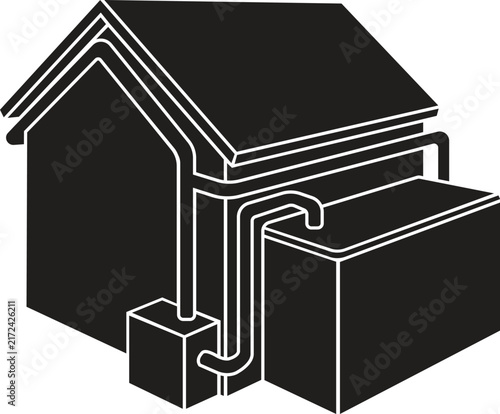 Rainwater collection system for home vector illustration