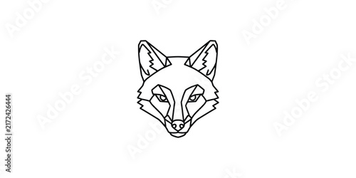 Geometric stylized line art illustration of a fox head.