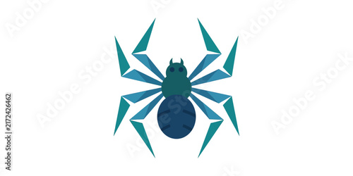 Geometric stylized spider vector icon illustration.