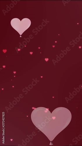 Animation of hearts floating over red background