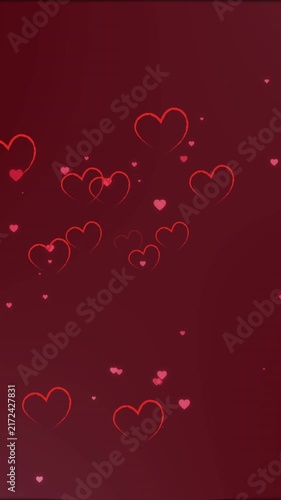 Animation of hearts floating over red background