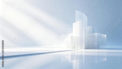 Future transparent glass building light and shadow space design