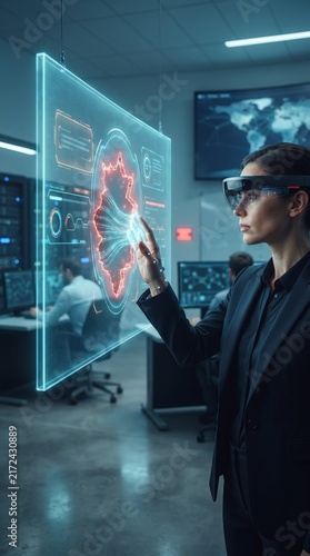 Network Engineer Using AR Glasses to Seal 3D Firewall Breach