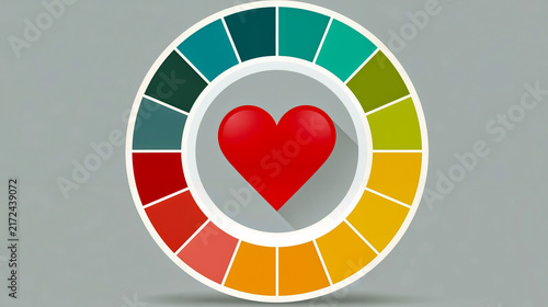 A color wheel with a heart in the center