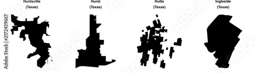 Fotografie Huntsville, Hurst, Hutto, Ingleside outline maps