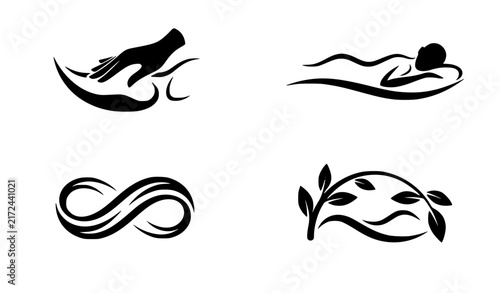 Massage Therapy Logo Template Design Set with Hands and Wellness Symbols