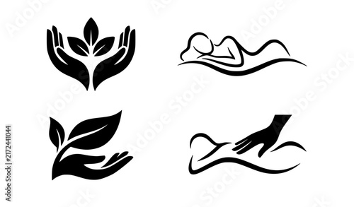 Massage Wellness and Body Care Logo Symbols Vector Template Set