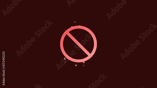 Red Prohibited Symbol Seamless Loop on Dark Background