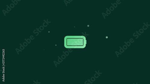 Green Battery Charging Symbol on Dark Green Background