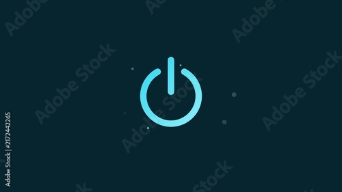 Glowing Blue Power Symbol On Dark Teal Background