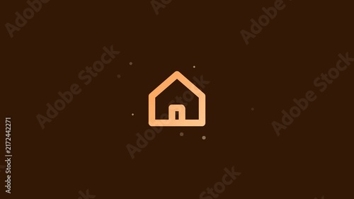 Animated Home Icon Seamless Loop on Brown Background