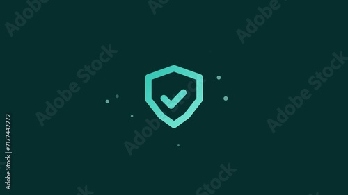 Cyber Security Shield Symbol On Dark Green Background